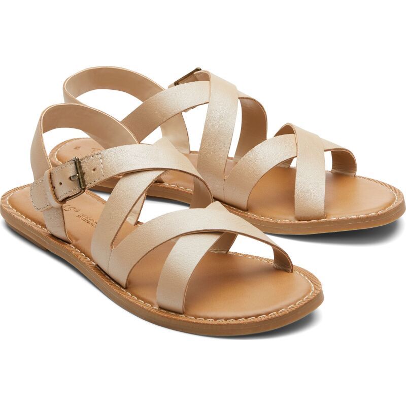 TOMS Metallic Leather Women's Sicily Sandal Almond
