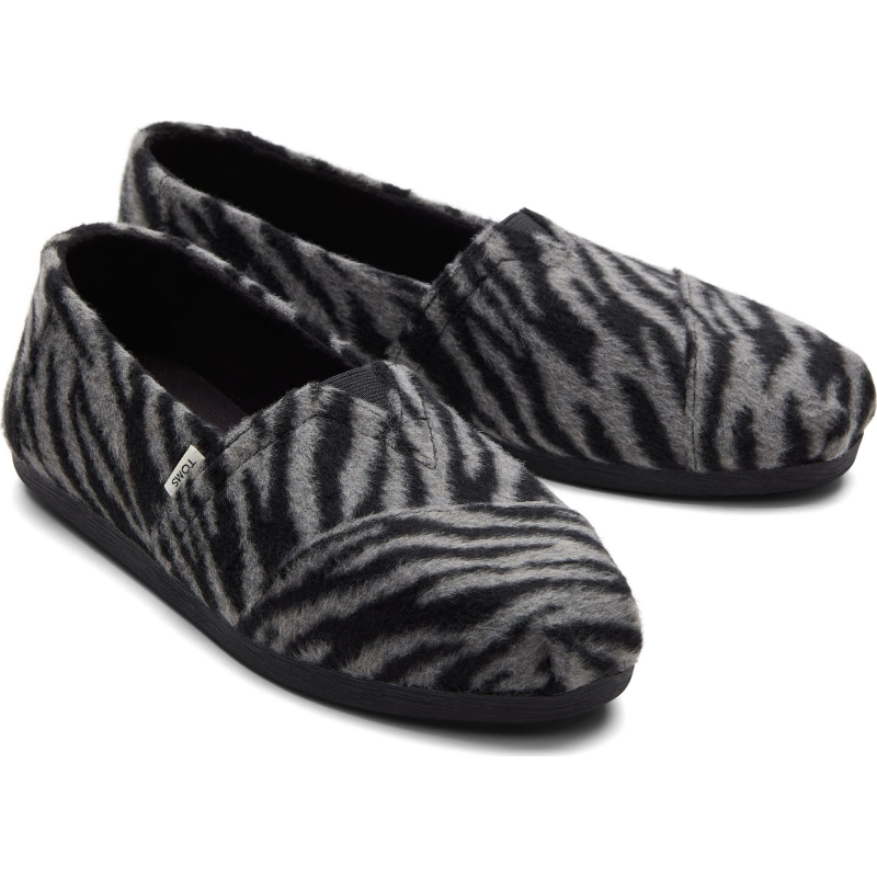 TOMS Zebra Fleece Women's Alpargata Black