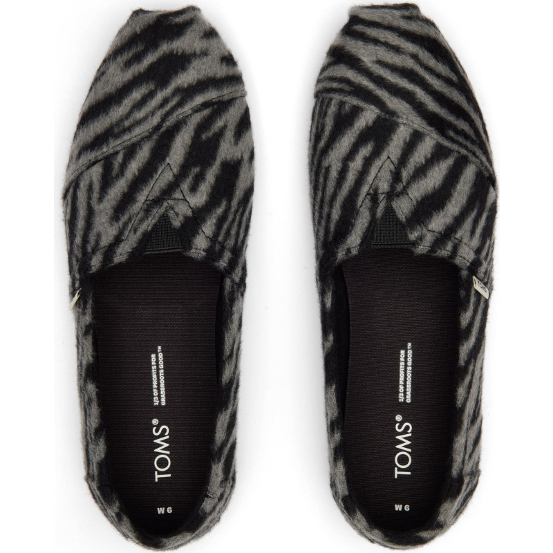 TOMS Zebra Fleece Women's Alpargata Black