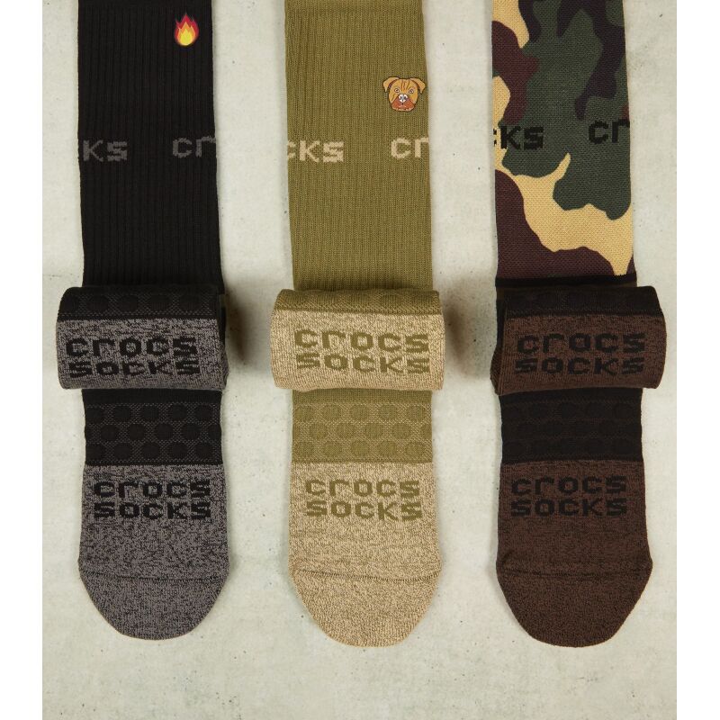 Crocs™ Adult Crew Graph 3-Pack Socks Black/Camo