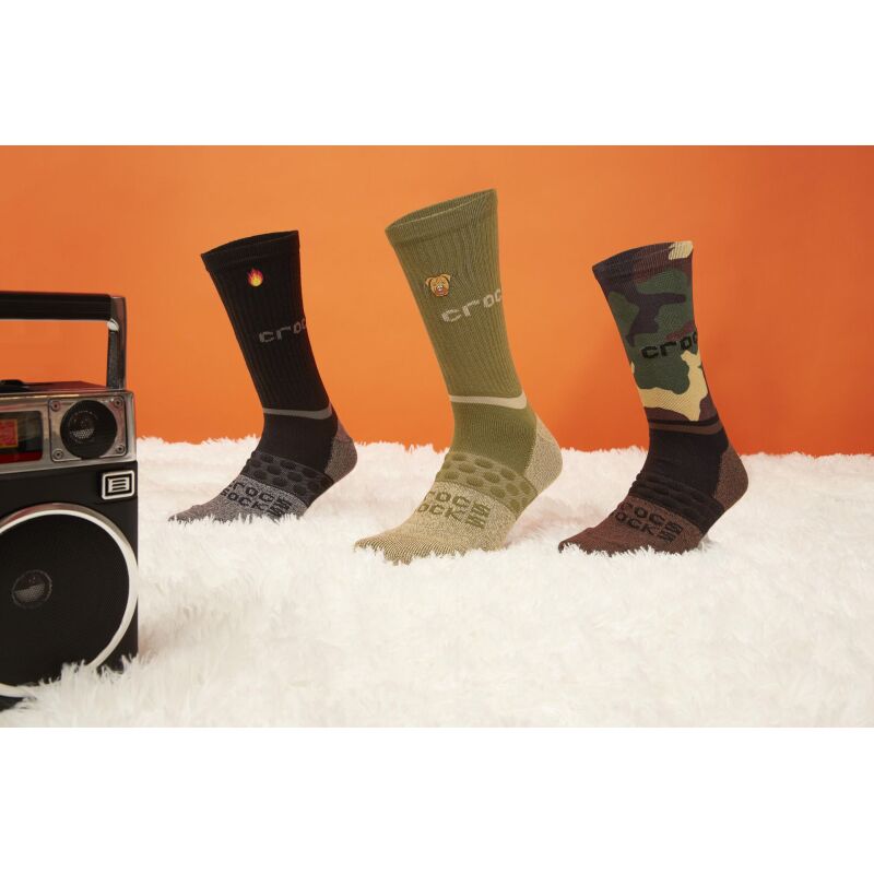 Crocs™ Adult Crew Graph 3-Pack Socks Black/Camo