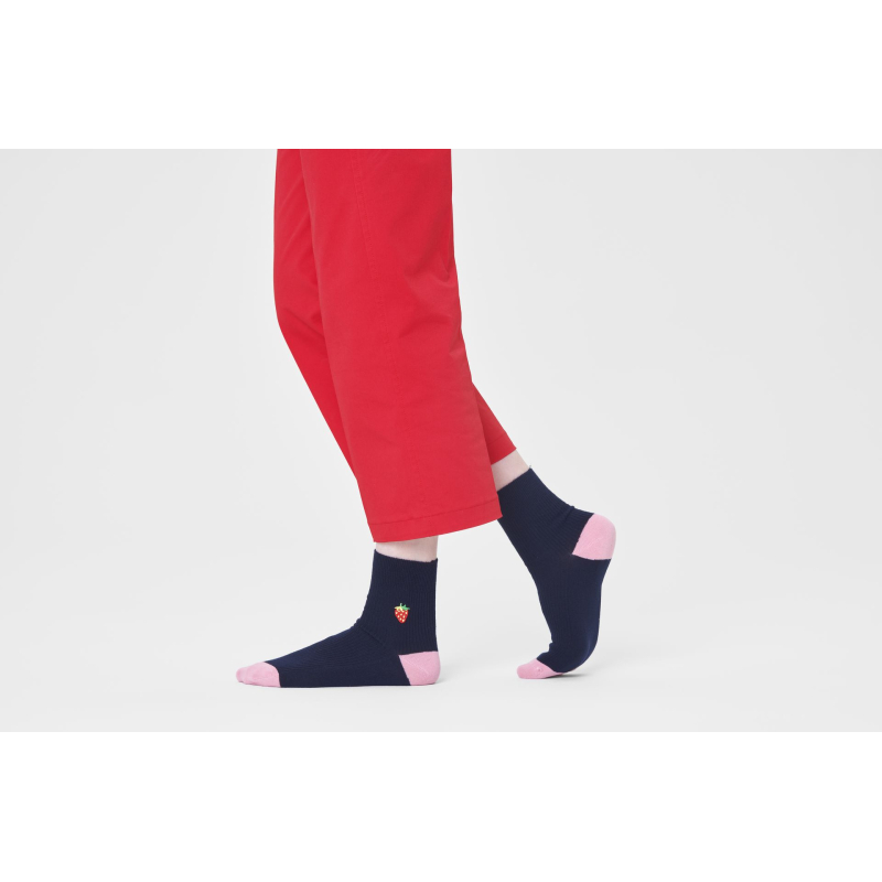 Шкарпетки Happy Socks Ribbed Embroidery Strawberry 1/2 Crew Multi-6500