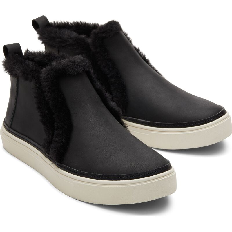 TOMS Leather Faux Fur Women's Bryce Sneaker Black
