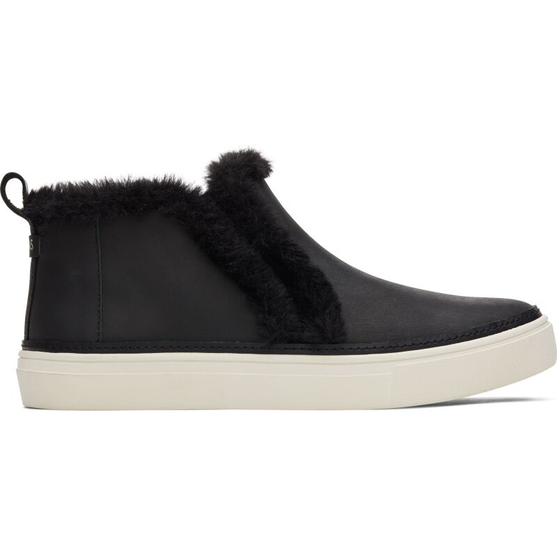 TOMS Leather Faux Fur Women's Bryce Sneaker Black