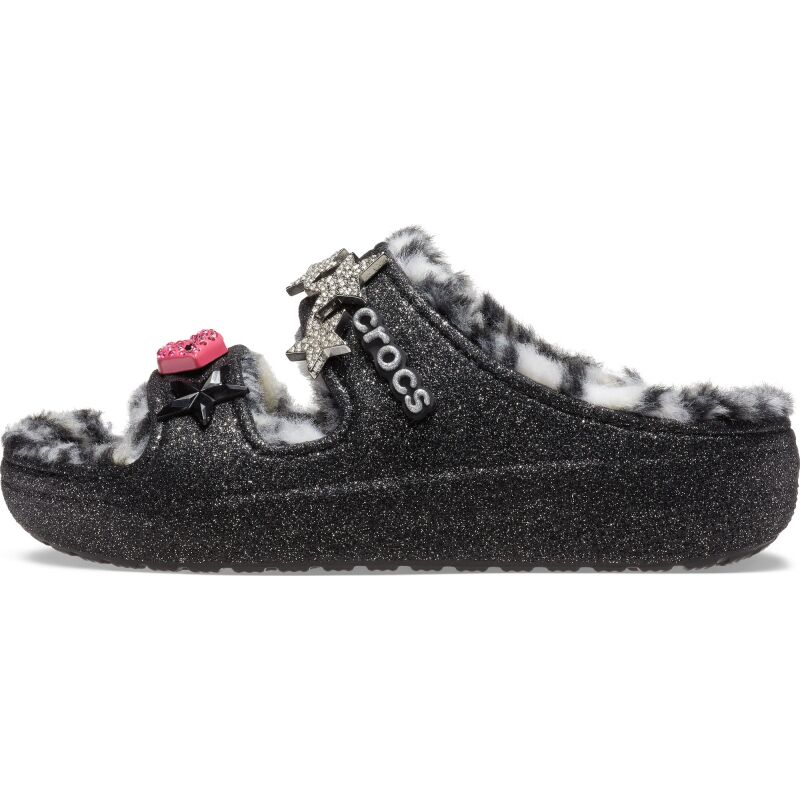 Crocs™ Classic Cozzzy Disco Glitter Sandal Black/Multi