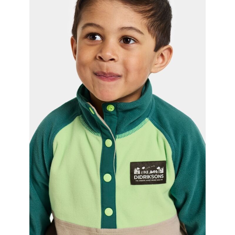 DIDRIKSONS MONTE KID'S HALF BUTTON Pale Green