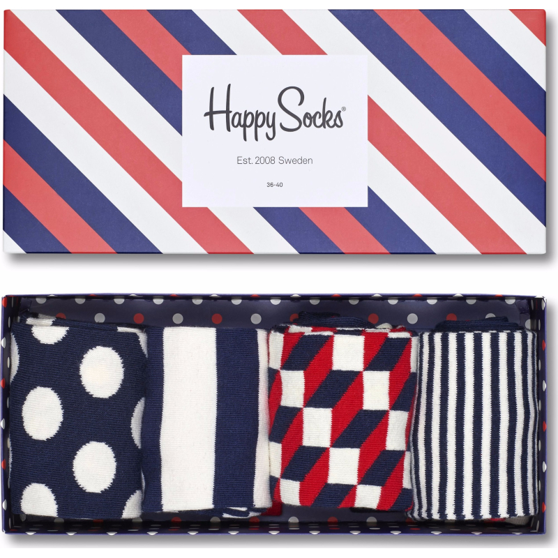 HAPPY SOCKS Big Dot Box Navy/Red/White