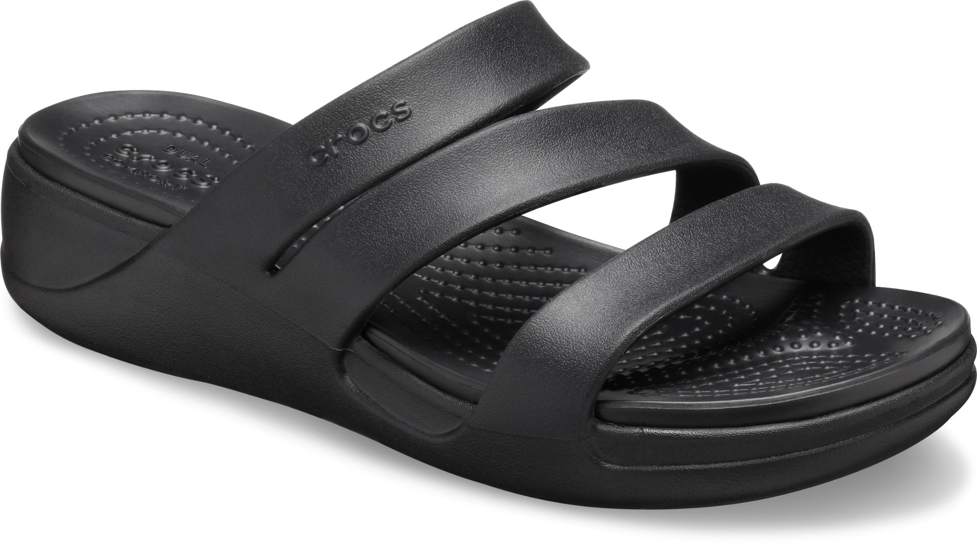 crocs monterey strappy wedge black