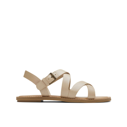 TOMS Metallic Leather Women's Sicily Sandal Almond