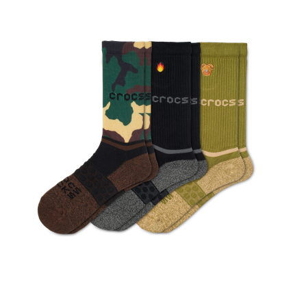 Crocs™ Adult Crew Graph 3-Pack Socks Black/Camo