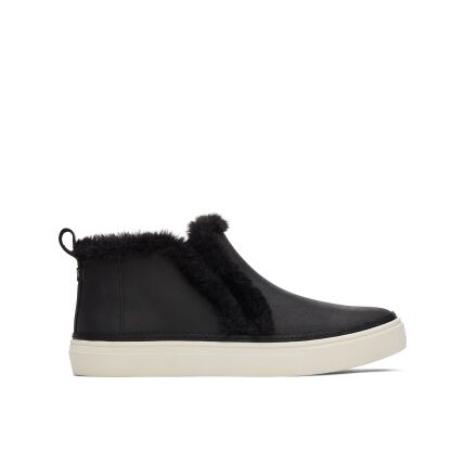 TOMS Leather Faux Fur Women's Bryce Sneaker Black