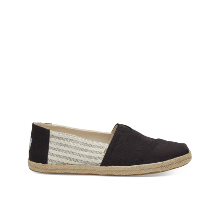 TOMS Canvas Ivy League on Rope Men's Alpargata Black