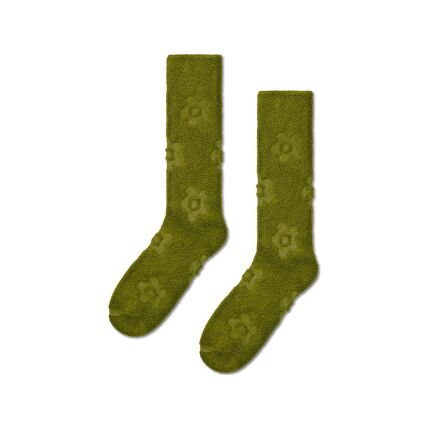 Happy Socks Happy Socks FLUFFY FLOWER CREW Dark Green